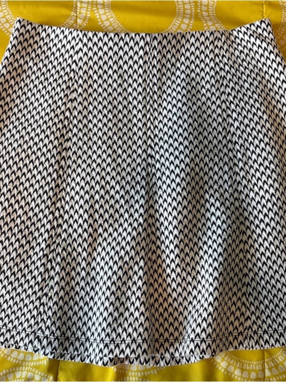 LOFT Black and White Chevron Skater Skirt